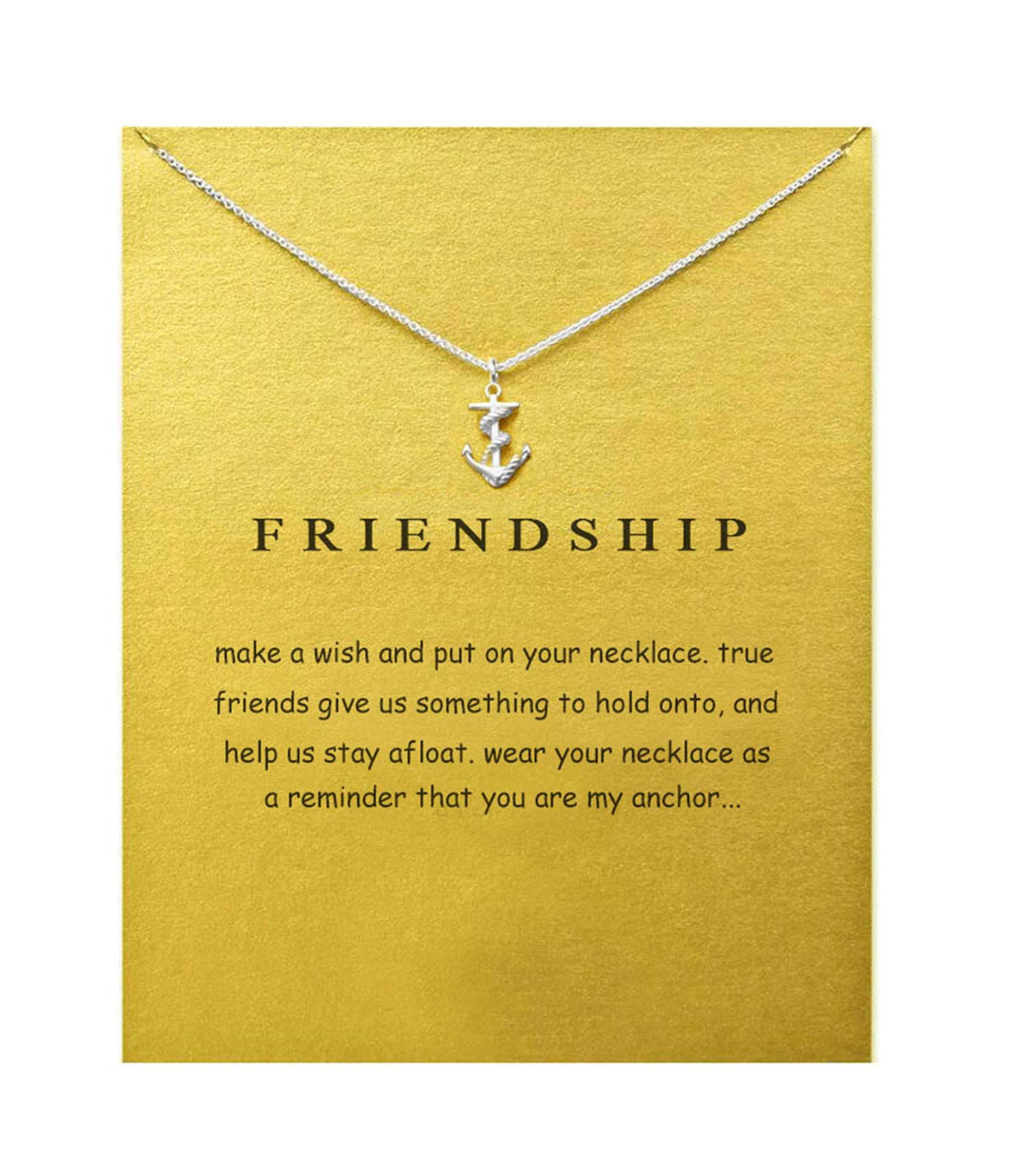 Baydurcan Friendship Anchor Compass Necklace Good Luck Elephant Pendant Chain Necklace with Message Card Gift Card