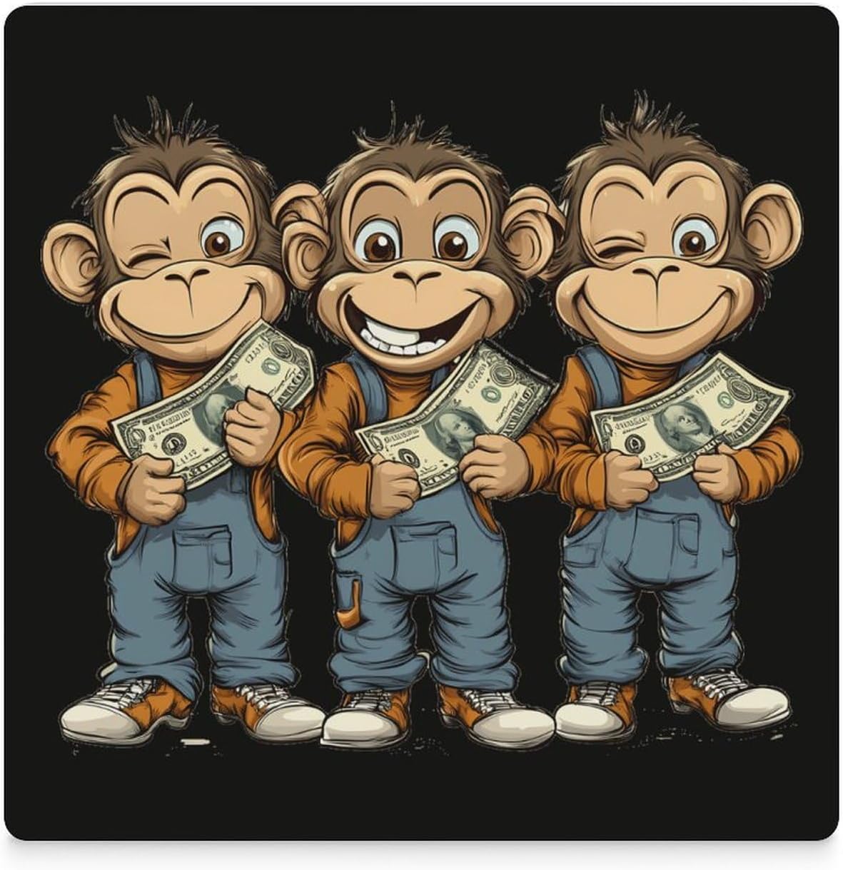 Funny Monkey Gorilla Bills Ceramic Coasters Square Drinks Coaster Coffee Table Decor Table Coaster for Home Bar