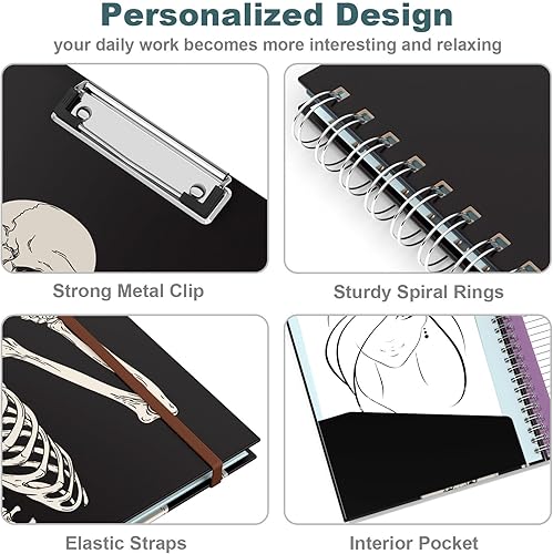 Miniatura 27 de Hongri Clipboard Folio with Refillable Lined Notepad, 8.5 x 11 Folders with Storage 10 Pockets, Spiral Portfolio, Size 12.8x 9.7 in, Office & School