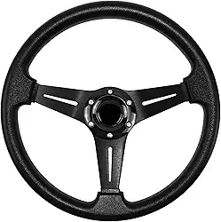 Volante de Corrida Universal, 13,8', 6 Parafusos, Couro Antiderrapante e Alumínio, Volante para Jogos com Botão de Buzina para Corrida/Carro Sim Driving/Jdm Sports Racing Steering Whee(Preto)
