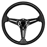 Universal Racing Steering Wheel, 13.8 Inch 6 Bolt Anti-Slip Leather and Aluminum Gaming Steering Wheel with Horn Button for Racing/Car Sim Driving/JDM Sports Racing Steering Whee black
