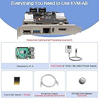 Vista 3 de Geekworm Versión KVM-A8 PCIe para Raspberry Pi 4 Modelo B KVM sobre IP Soporte KVM V3 PoE ATX Video CSI