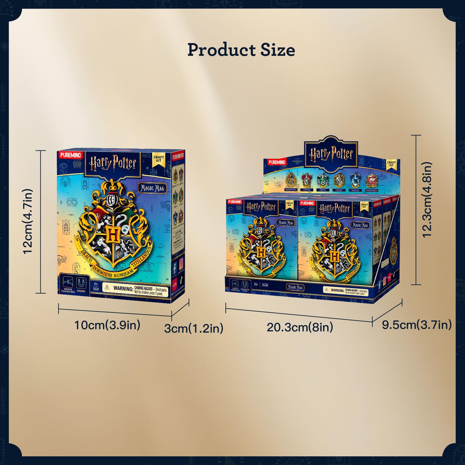 PUREMIND Harry Potter 6 Aimants pour Frigo, Puzzle 3D Bois Blasons Poudlard