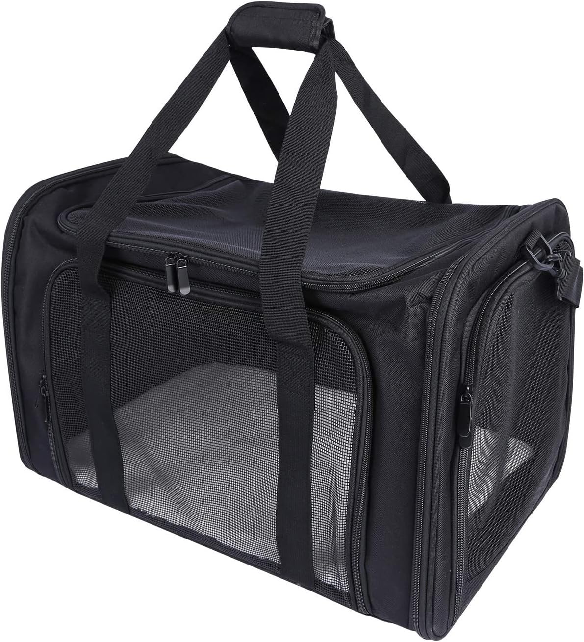 Stonehomy Large Cat Carrier Bag for Medium Sized Cats 15 lbs, Soft Collapsible Pet Dog Carriers for Small Dogs Puppy Travel, Black