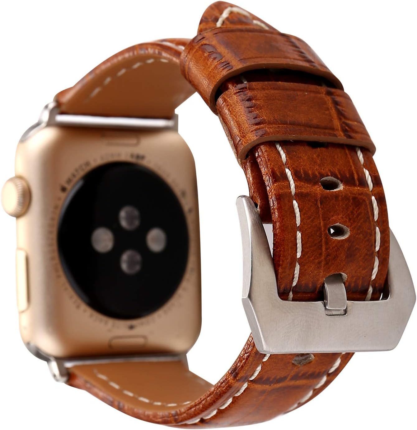 for Apple Watch Band 49 46 45 44 42 41 40 38 mm, Crocodile Pattern Genuine Cow Leather Watch Strap Replacement Wristband for iWatch Series 10 9 8 7 6 5 4 3 2 SE Ultra