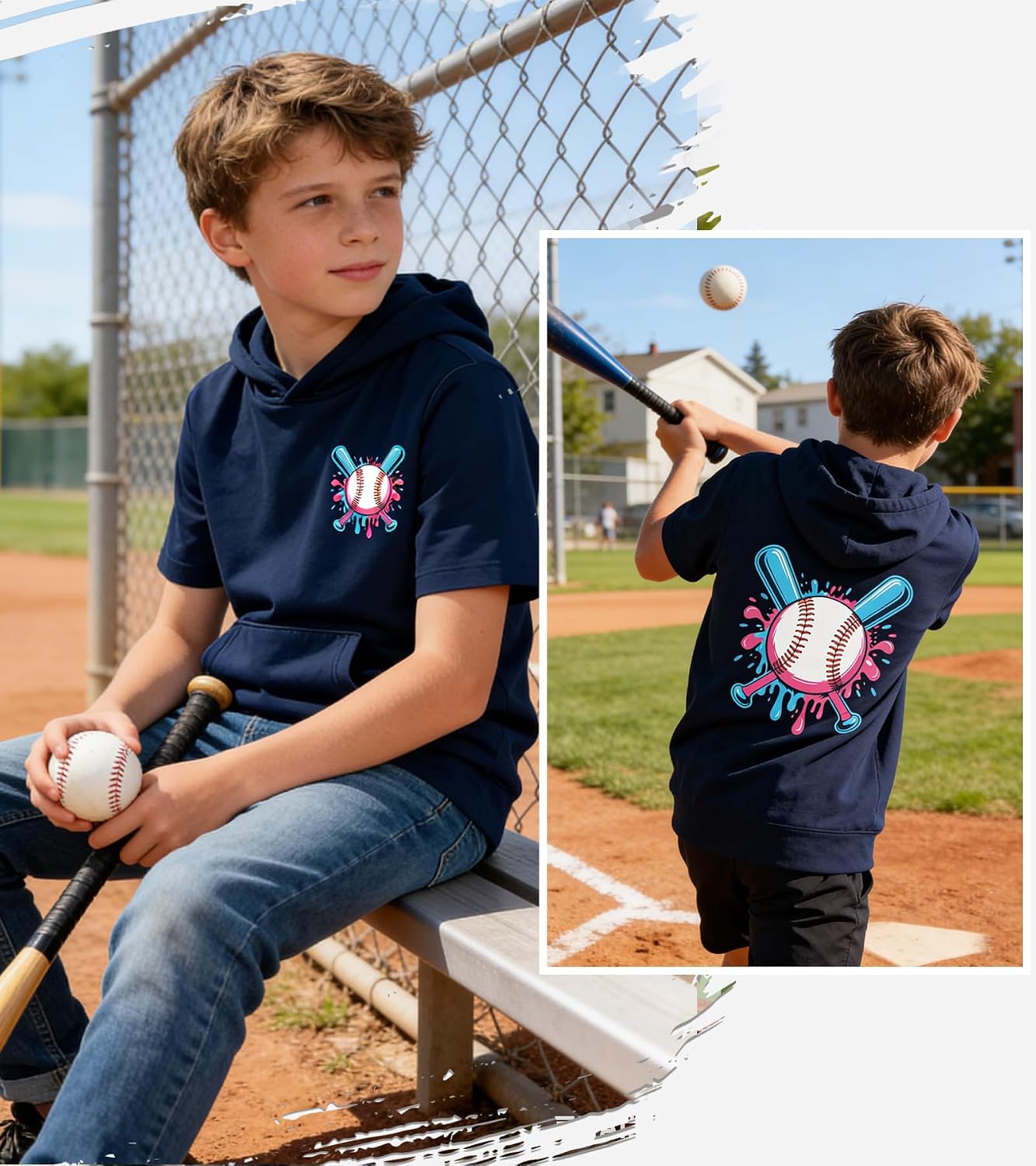 UNIFACO Boys Short Sleeve Hoodie Shirts, Funny Graphic Tee for 7-14 Years image 2