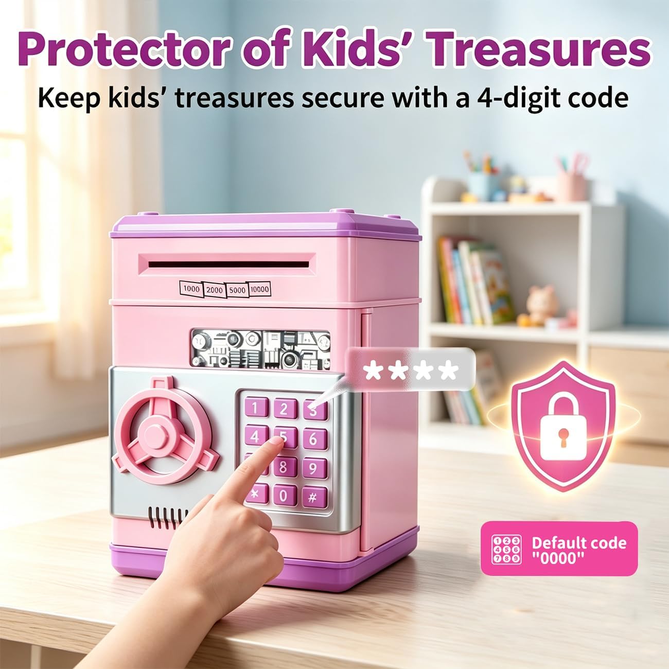 Piggy Bank for Kids Safe, Password Money Saving Box Girl Gifts Toys Age 6-8 image 4