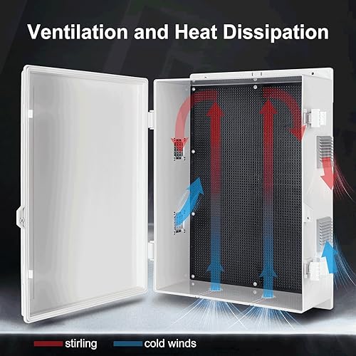 Miniatura 4 de Caja de conexiones eléctricas al aire libre, caja resistente al agua ABS con panel de montaje interno y cubierta con bisagras (18.1 "H* 12.6" L* 4.3
