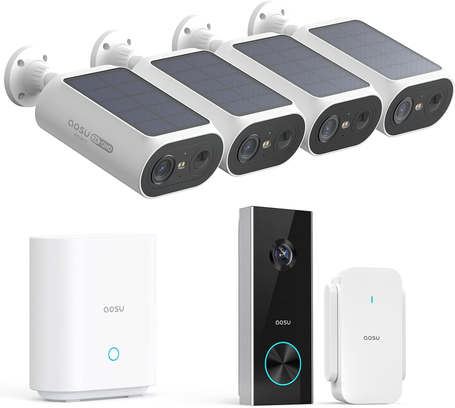 aosu Solar Security Cameras Wireless Outdoor & Doorbell Camera Wireless, 2K Resolution