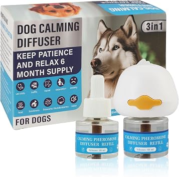 sofun Dog Calming Plug In Diffuser Kit - 1 Diffuser + 2 Refills, 60 Days Dog Anxiety Relief Pet Calming Plug In for Separation Stress & Loud Noises