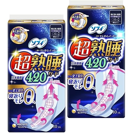 Amazon ソフィ 超熟睡ガード 4 10枚 2個 くるっとテープつき 生理用ナプキン 夜用 ソフィ ドラッグストア