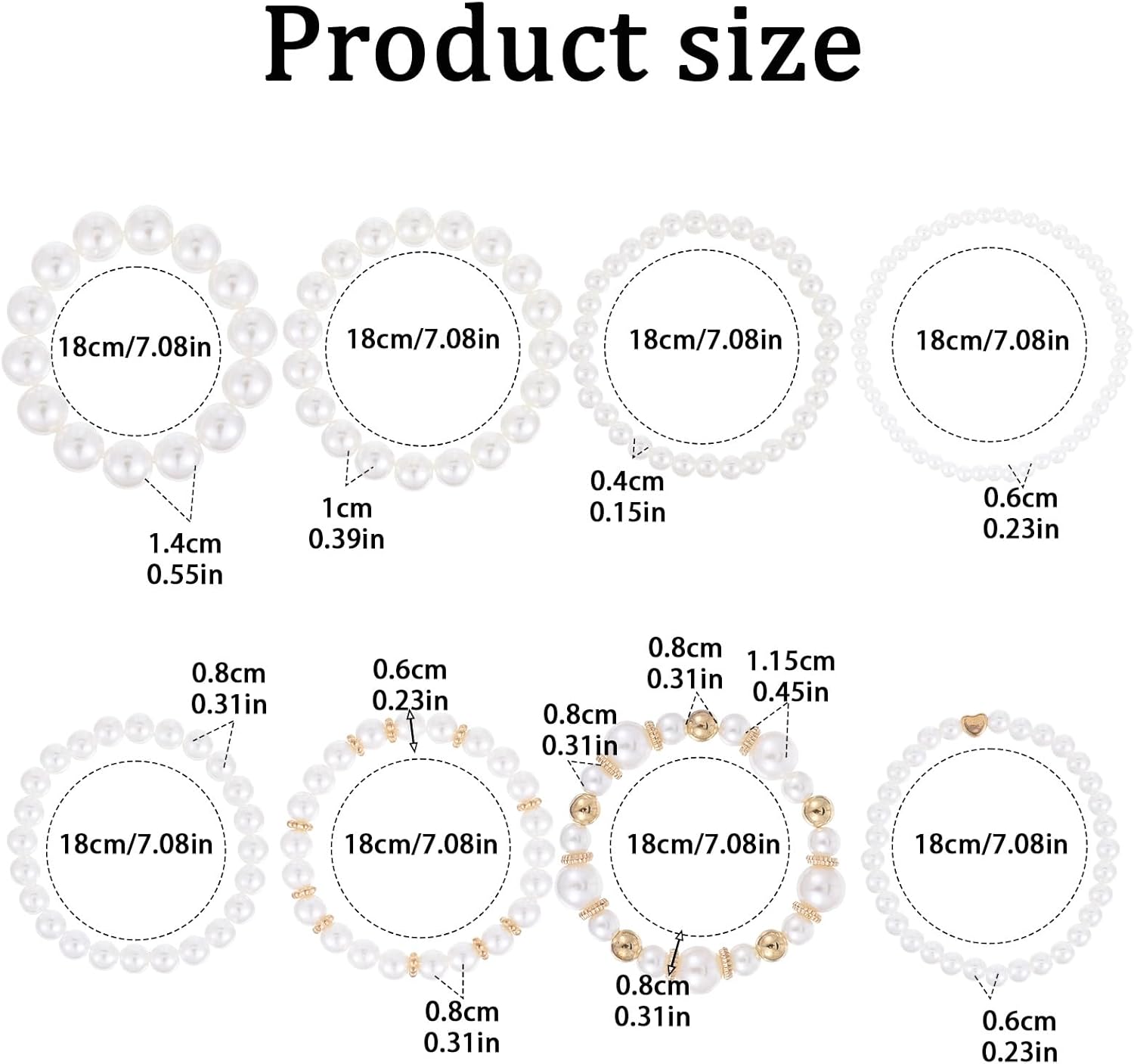 8 PCS Pearl Bracelets White Pearl Stretch Bracelets for Women Bridesmaid Bridal Elastic Bracelet Multilayered Beaded Bangle for Wedding - Image 7