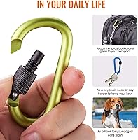 Vista 3 de Carago Clips de mosquetón con puerta de tornillo, paquete de 10 mosquetones de senderismo con varilla de aluminio de 0.295 in de diámetro