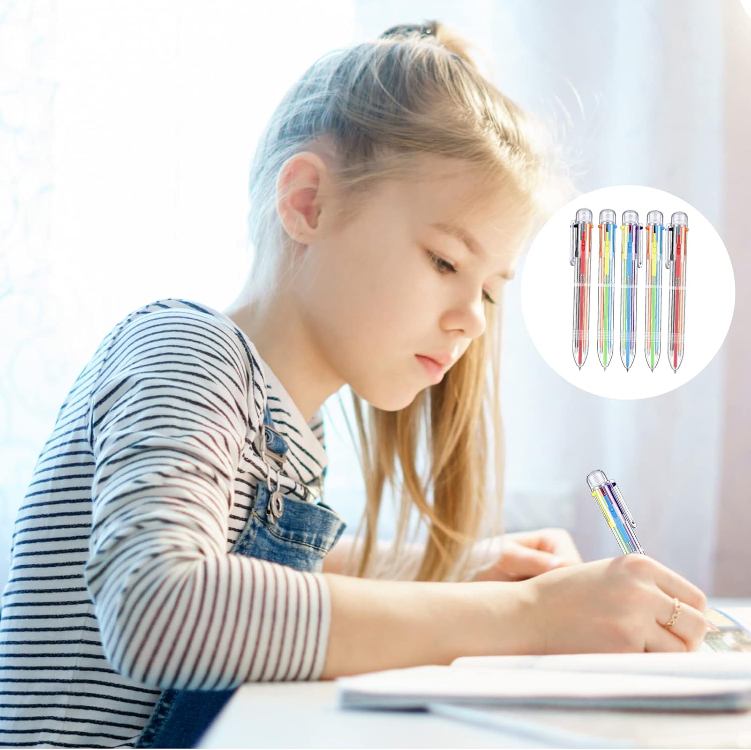 200 Pcs 6 in 1 Multicolor Ballpoint Pen Bulk 0.5 mm 6 Color Retractable Ballpoint Pen Colorful Ink Pen Party Favors Rainbow Pen for Nurses, Gel Ink Nurse Pens for Office School Students Kids (200)