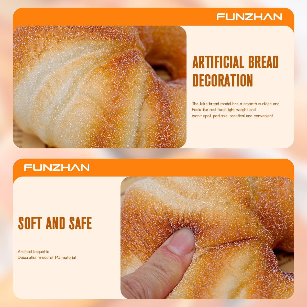 6 Stück Lebensecht Laib Lebensmittel Dekor Künstlich Donut Kokosnuss Sesam Brot Gefälschte Baguette Anzeige Realistisch Nachspeise Ornament Innen