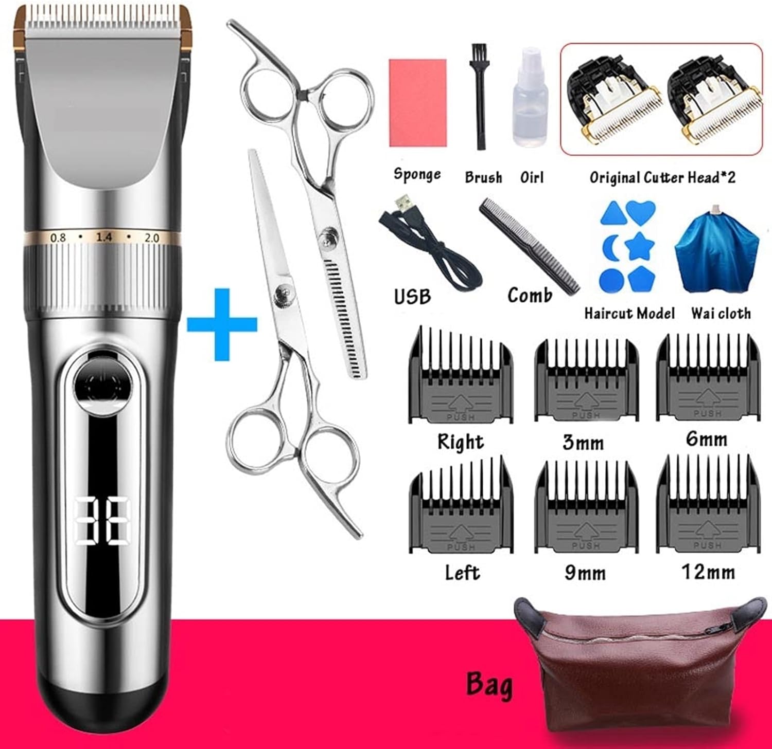 Hair Trimmer Professional Hair Trimmer Cordless Adjustable Hair Trimmer Beard Body for Men Beard Electric Cutting Machine Barber Hair Care and Styling