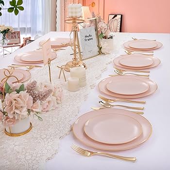 Amazon.co.jp: PULOTE ピンクプラスチックプレート 100枚 高耐久