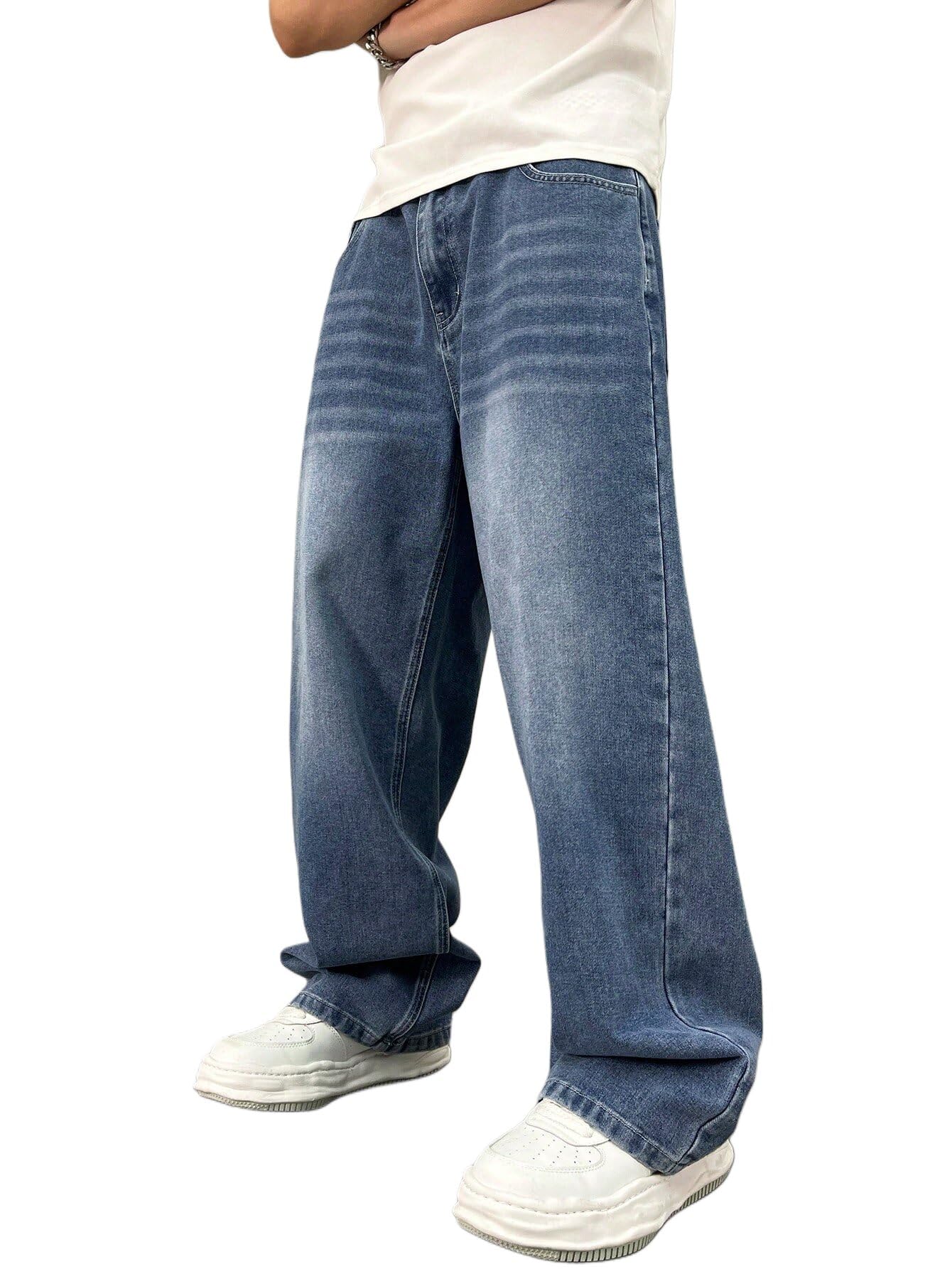 lymio Jeans for Men | Baggy Jeans for Men | Wide Leg Loose Fit Casual Streetwear Denim Pants (LU-70-71)-picture-16