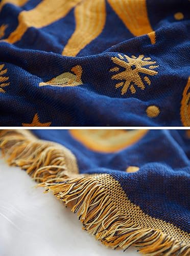 Miniatura 7 de Manta estilo hippie con diseño celestial de estrellas, sol y luna, reversible, de doble cara, de algodón, para decoración del hogar, ropa de cama,
