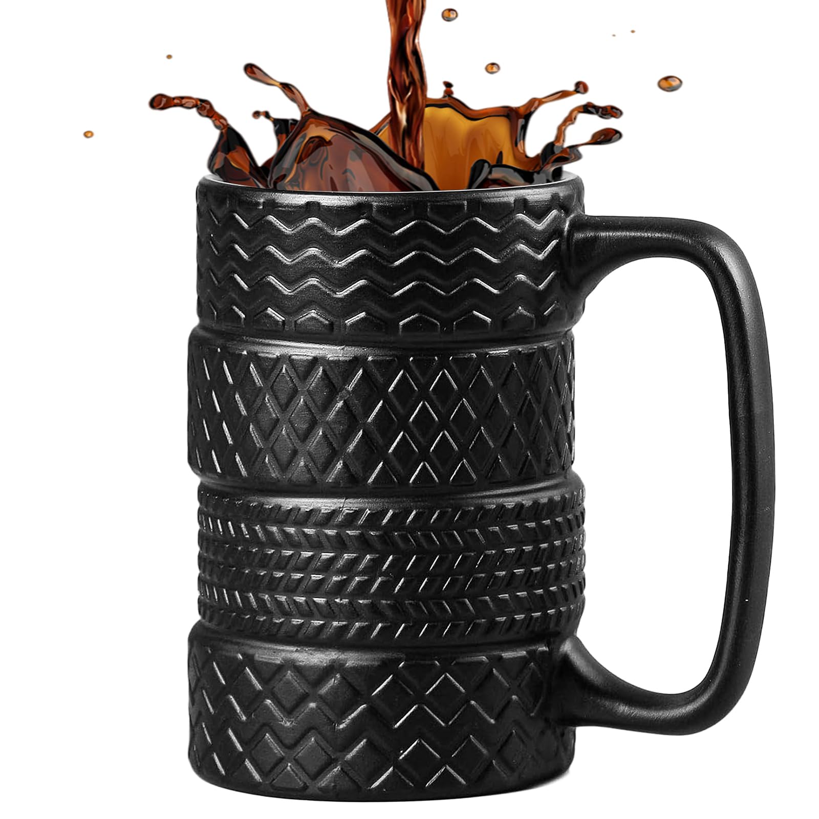 ZONSUSE Creative Tire Mug, 3D Tire Coffee Cup, Novel Mechanical Style Breakfast Cup, Funny Gift for Men Women Colleagues Friend Husband Birthday Holiday 500ml (with Classic C Handle) — image 1