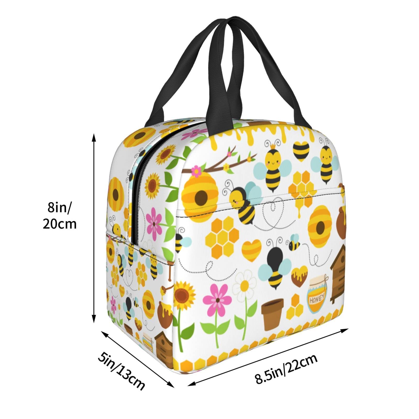 VOOHDDY Isolierte Lunchtasche mit Wabenmuster, für Männer und Frauen, wiederverwendbar, wasserdicht, tragbar, Kühltasche, für Arbeit, Büro, Picknick, Strand, Reisen