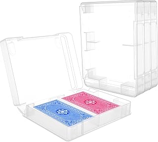 4 PCS Plastic Playing Cards Boxes, Snaps Closed Empty Plastic Storage Box, 2 Decks Playing Card Case, Rectangle Playing Card Storage Clear Card Case for Business Trading Card Bridge Size Cards