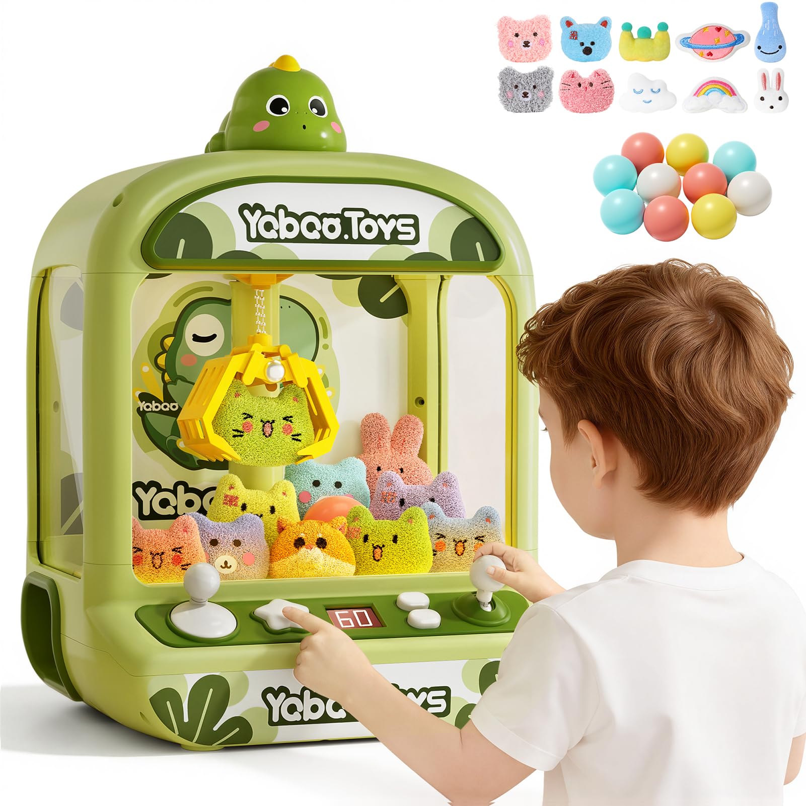 Máquina de pinza para niños, Candy Grabber de dinosaurios con luces de sonido, juguetes de juegos de arcade para niños y niñas, regalo de cumpleaños de Pascua ideal para niños