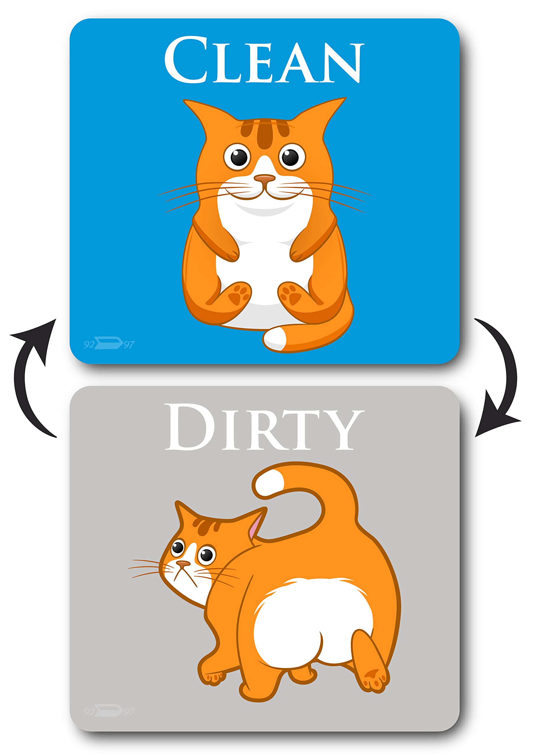 Orange Funny Cat Clean Dirty Dishwasher Magnet, Dishwasher Magnet Clean Dirty Sign, Reversible Funny Dish Washer Refrigerator Sign, Cute Cat Stickers, Double Sided