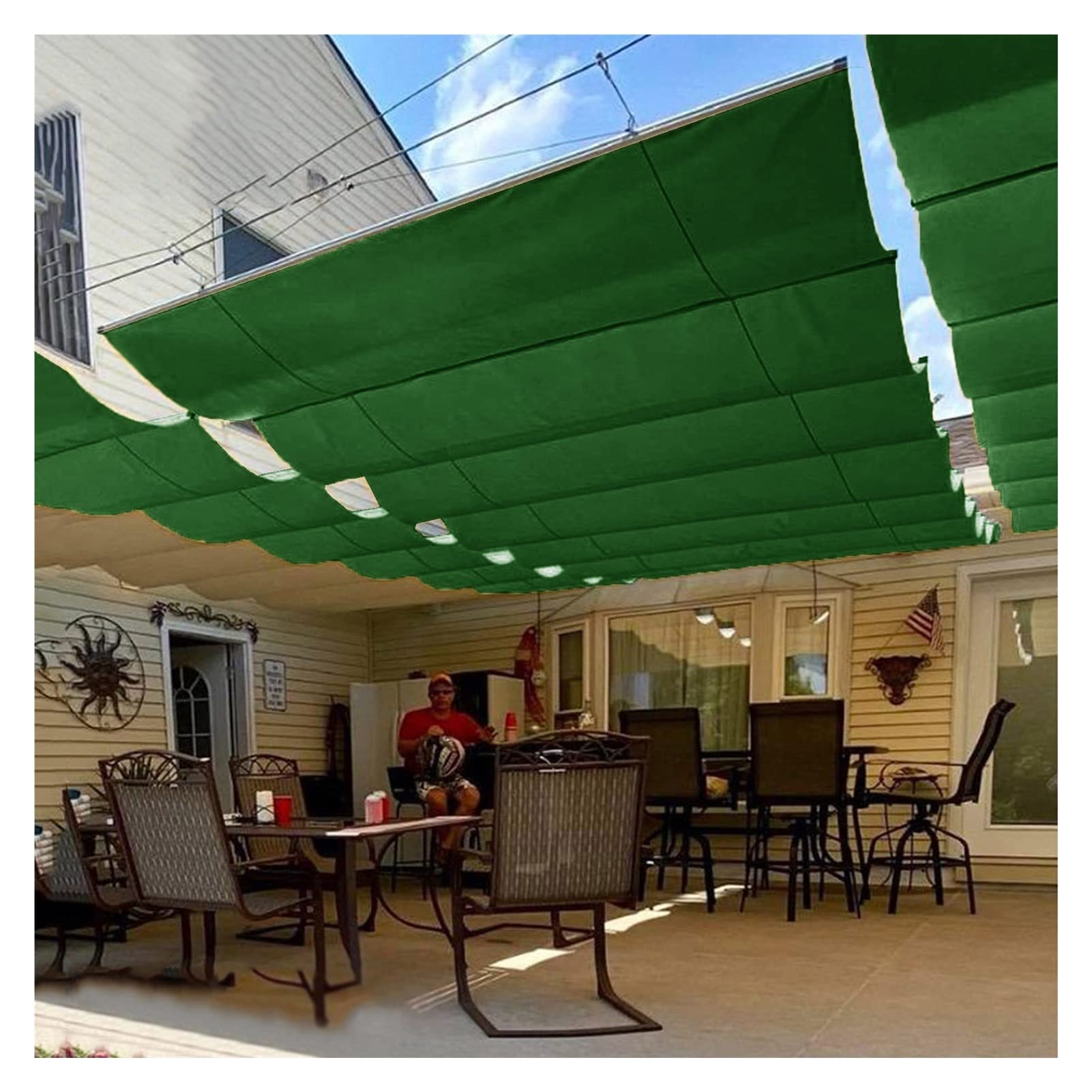 Voile d'ombrage rétractable en forme de U pour protection solaire de pergola et auvent extérieur