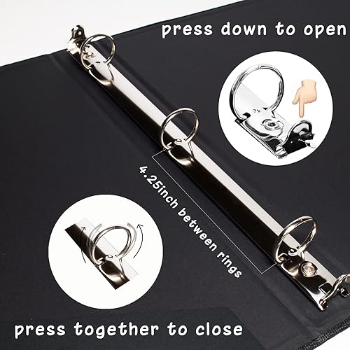 Miniatura 3 de Cherrich Carpeta de 3 anillos de 1 pulgada para papel de 8.5 x 11 pulgadas, carpeta planificador con tapa dura de lino y 2 bolsillos interiores de