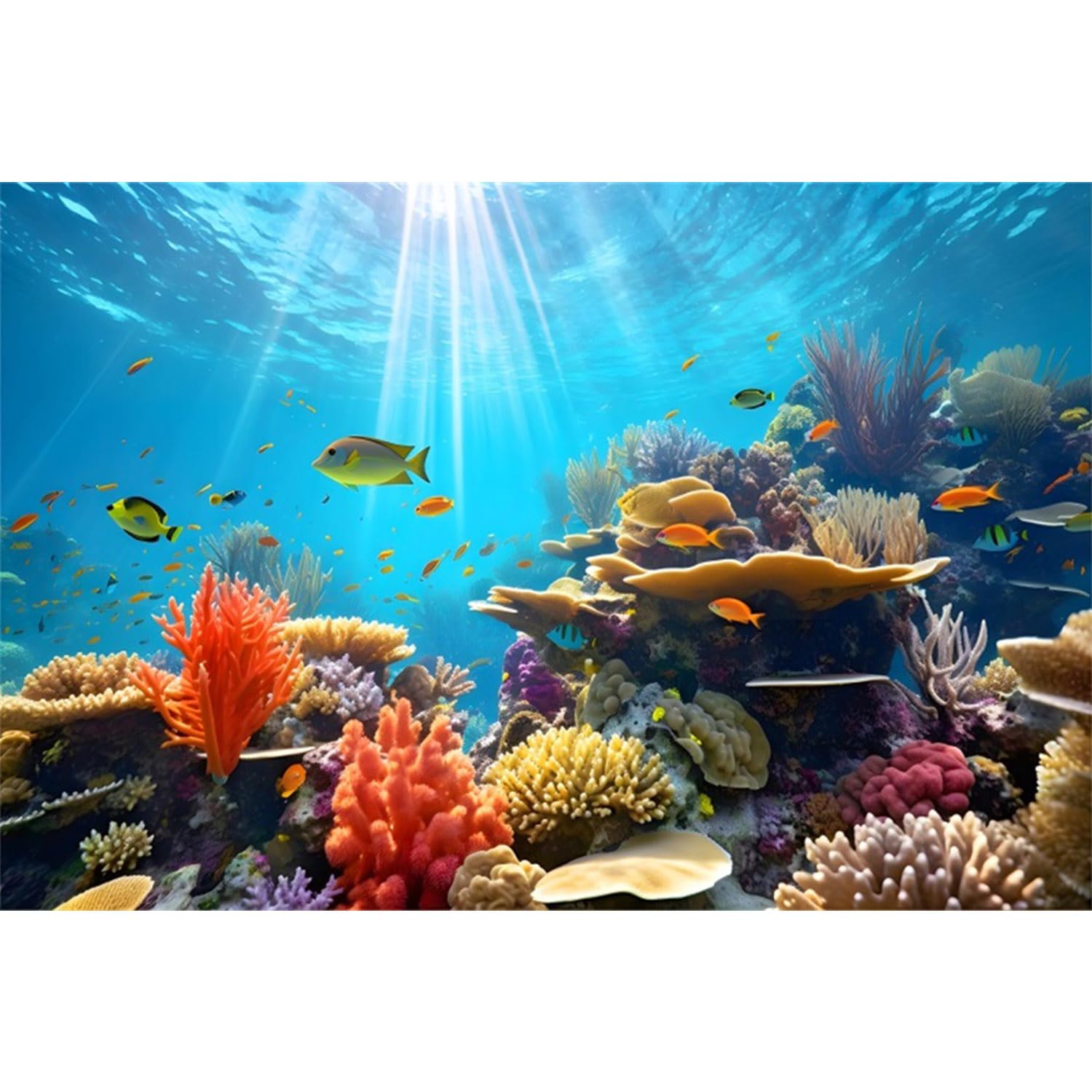 MIRRORANG 91x50cm Ocean Undersea Theme Aquarium Background Sunlight Coral Fish Tank Background Underwater World Fish Tank Pictures โ image 1