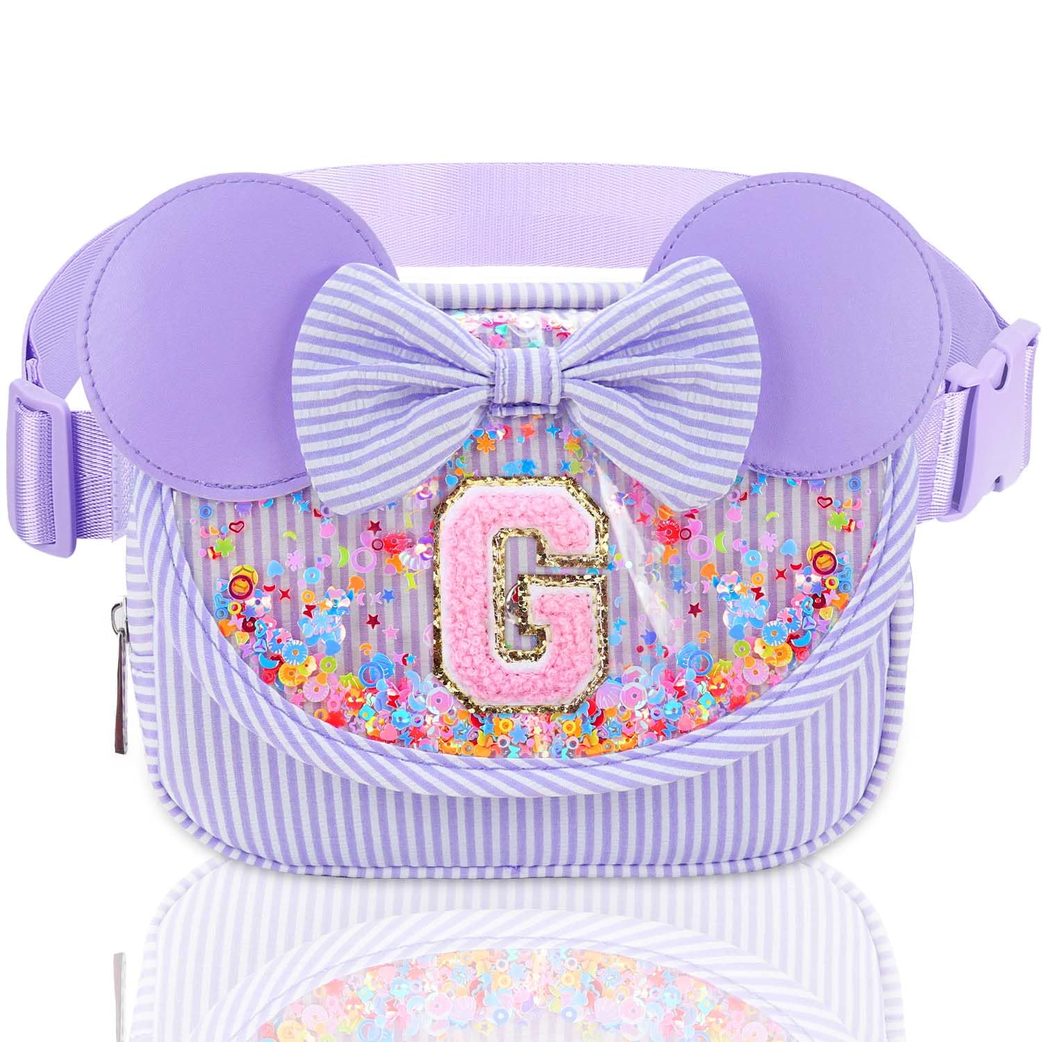 Initial Fanny Pack for Girls - Belt Bag for Teens Kid Teen Girl Kid Birthday Gift Stripe Purple G