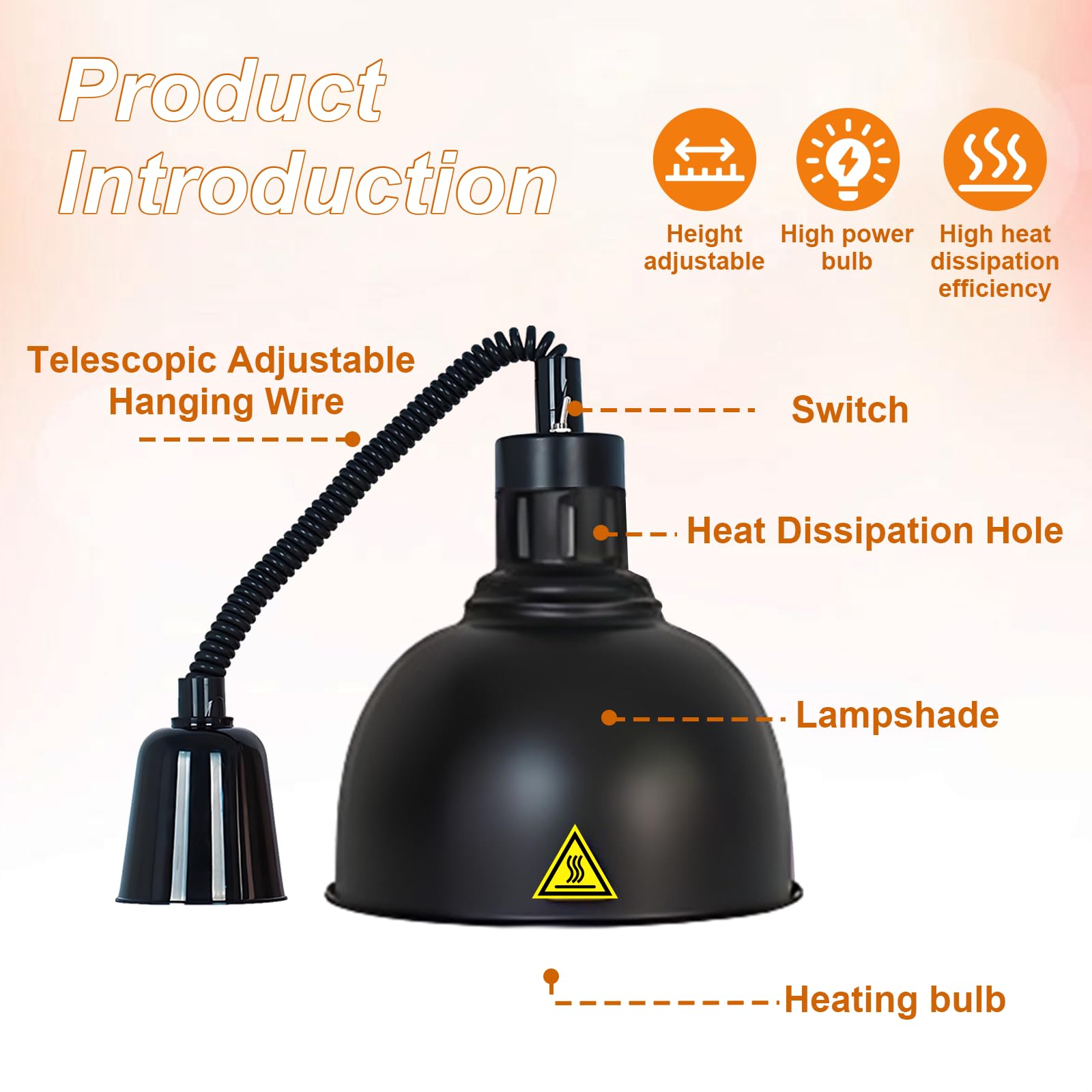 Lampada Riscaldante per Alimenti, Lampade Scaldavivande Cucina Regolabile, 19 cm/25 cm Lampade Riscaldanti Cucina Professionale per Ristoranti, Cucine, Hotel(C-25cm,3 Pezzi)