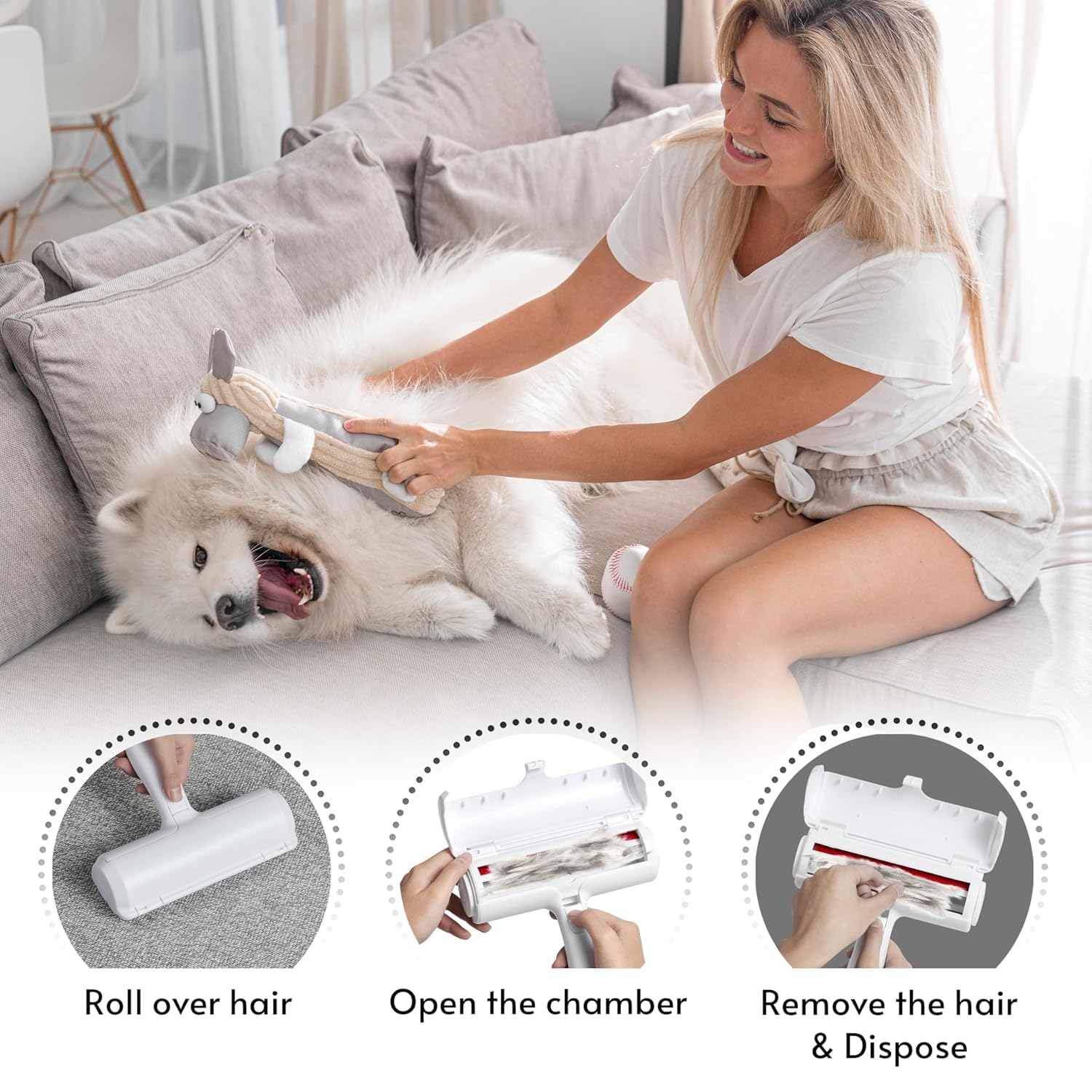 XIBO Pet Hair Remover Roller cat Hair Remover, Self Cleaning pet Hair Remover, Cashmere Roller Animal Hair Removal Tool,Carpet, Bedding, Car Seat. 4