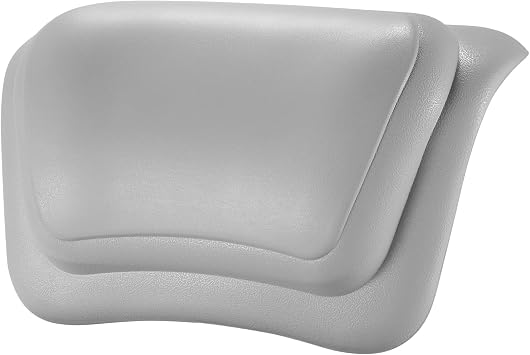 Bath Pillow for Bathtub - Waterproof & 3D Ergonomic Headrest with 2 Strong Suction Cups, Non-Slip Spa Cushion for Neck & Back Support, Comfortable Relaxation - Grey
