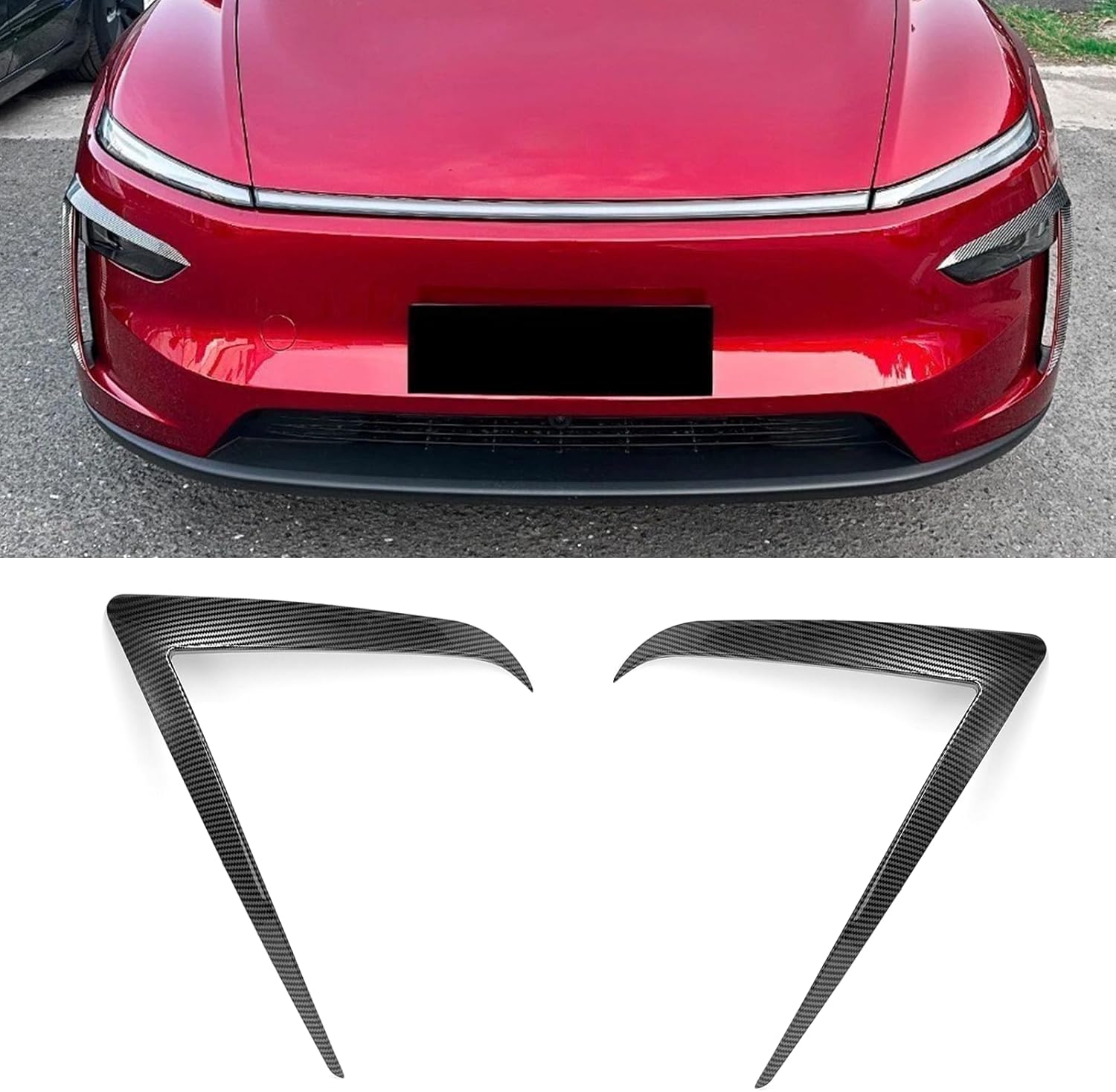 Moonlinks Compatible with 2025-2026 Tesla Model Y Juniper Fog Light Trim Cover, Front Driver and Passenger Side Bumper Fog Light Eyebrow Bezel Trim for Tesla Model Y Juniper,Glossy Black (1 Pair)