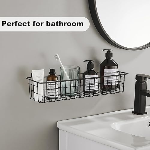 Miniatura 8 de Organizador de especias para montaje en pared, paquete de 2 cestas de almacenamiento de alambre negro para pared o puerta de gabinete en cocina y