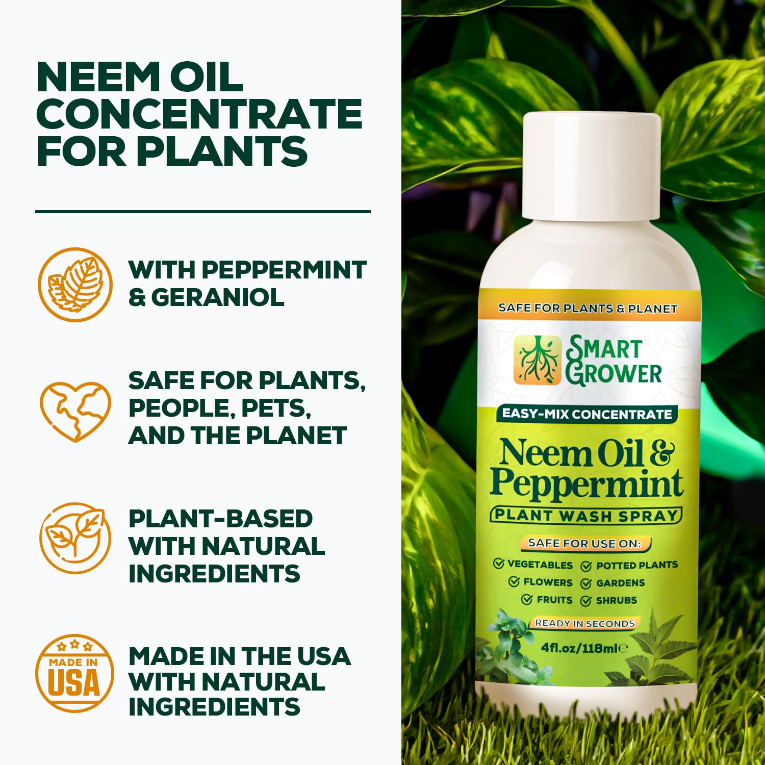 Neem Oil Spray for Plants with Peppermint Oil – for Indoor & Outdoor Plants, Gardens, & Houseplants– Best Value Refill 4 oz Concentrate Makes 1/2 Gallon RTU - Image 2