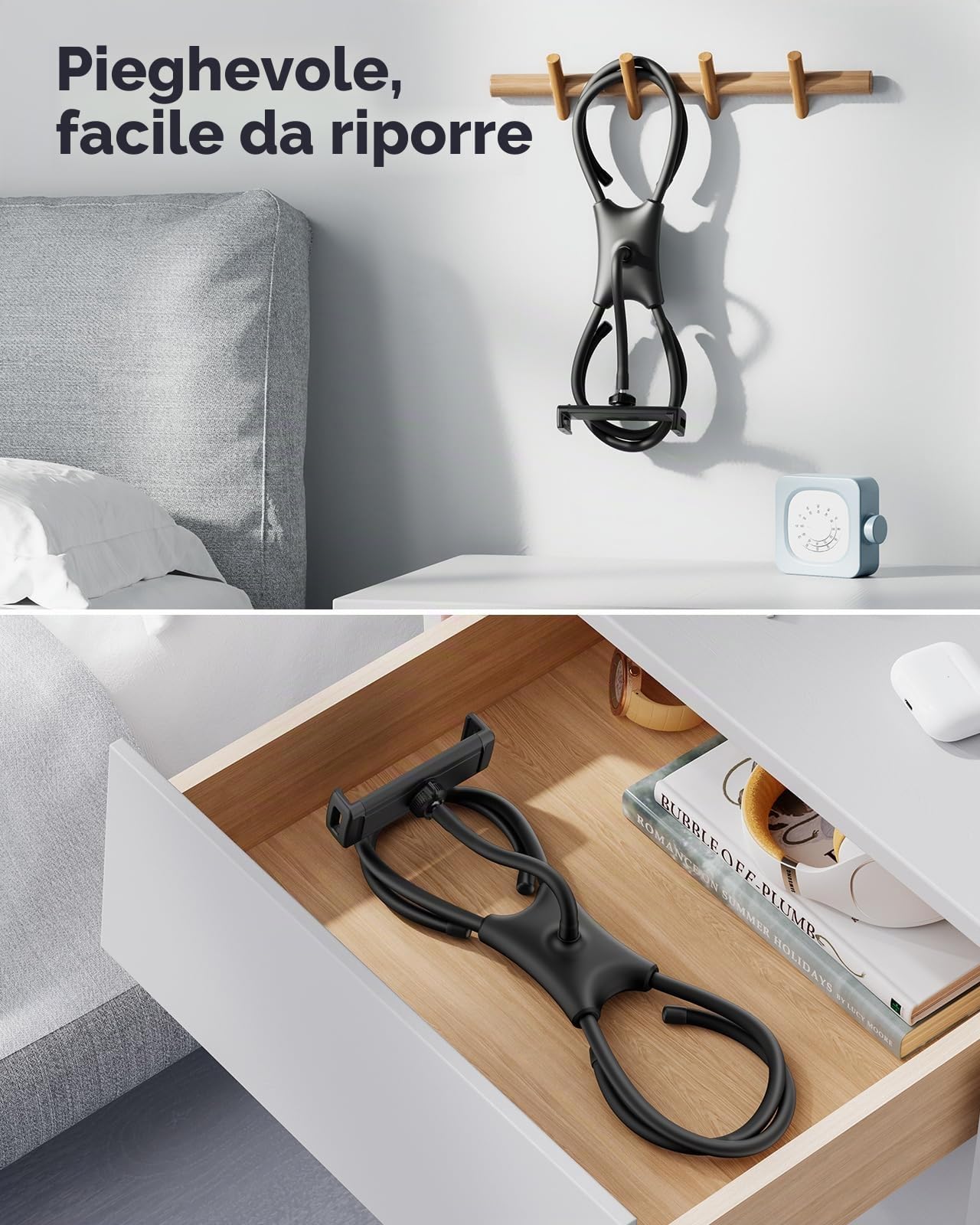 SAIJI Supporto tablet letto, supporto per tablet con design ergonomico migliorato, supporto portatile iPad letto adatto a telefoni, tablet, monitor portatili, Switch e altri dispositivi da 4,7"-17,3"