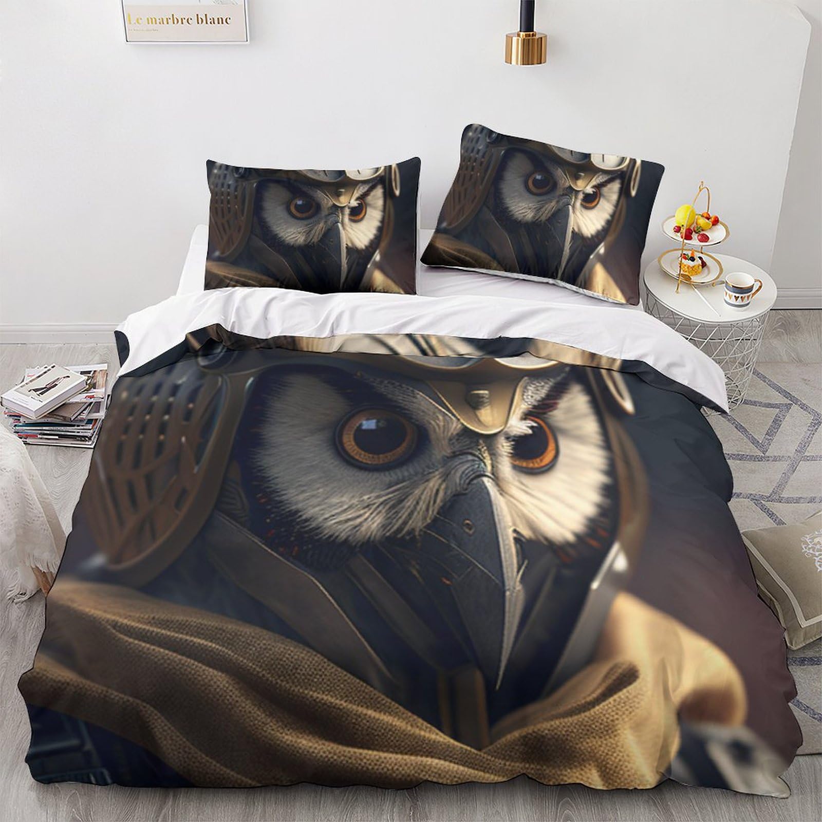 Housse de couette 3D impression animalière grand lit double avec taie d'oreiller
