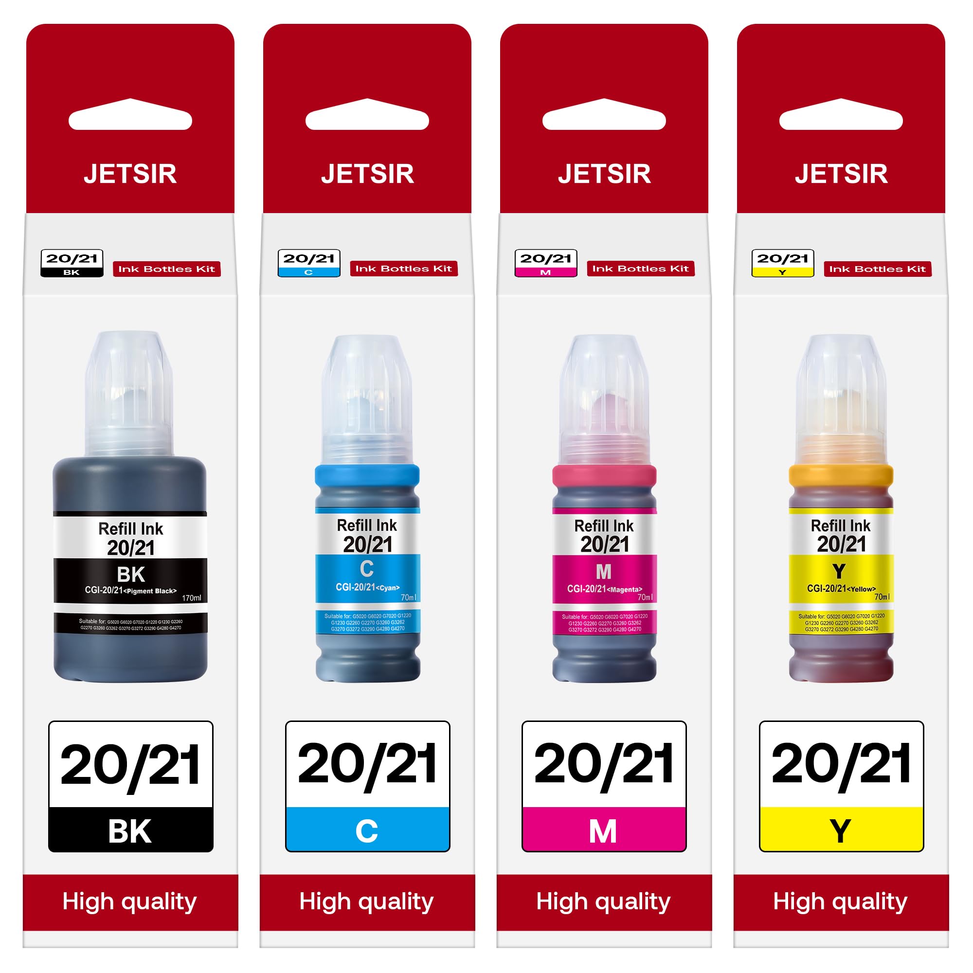 GI-20 GI-21 Refill Ink Replacement for GI20 GI21 Ink Refill Bottles Kit Compatible with Canon PIXMA G6020 G7020 G5020 G5030 G3260 G3270 G2260 G1220