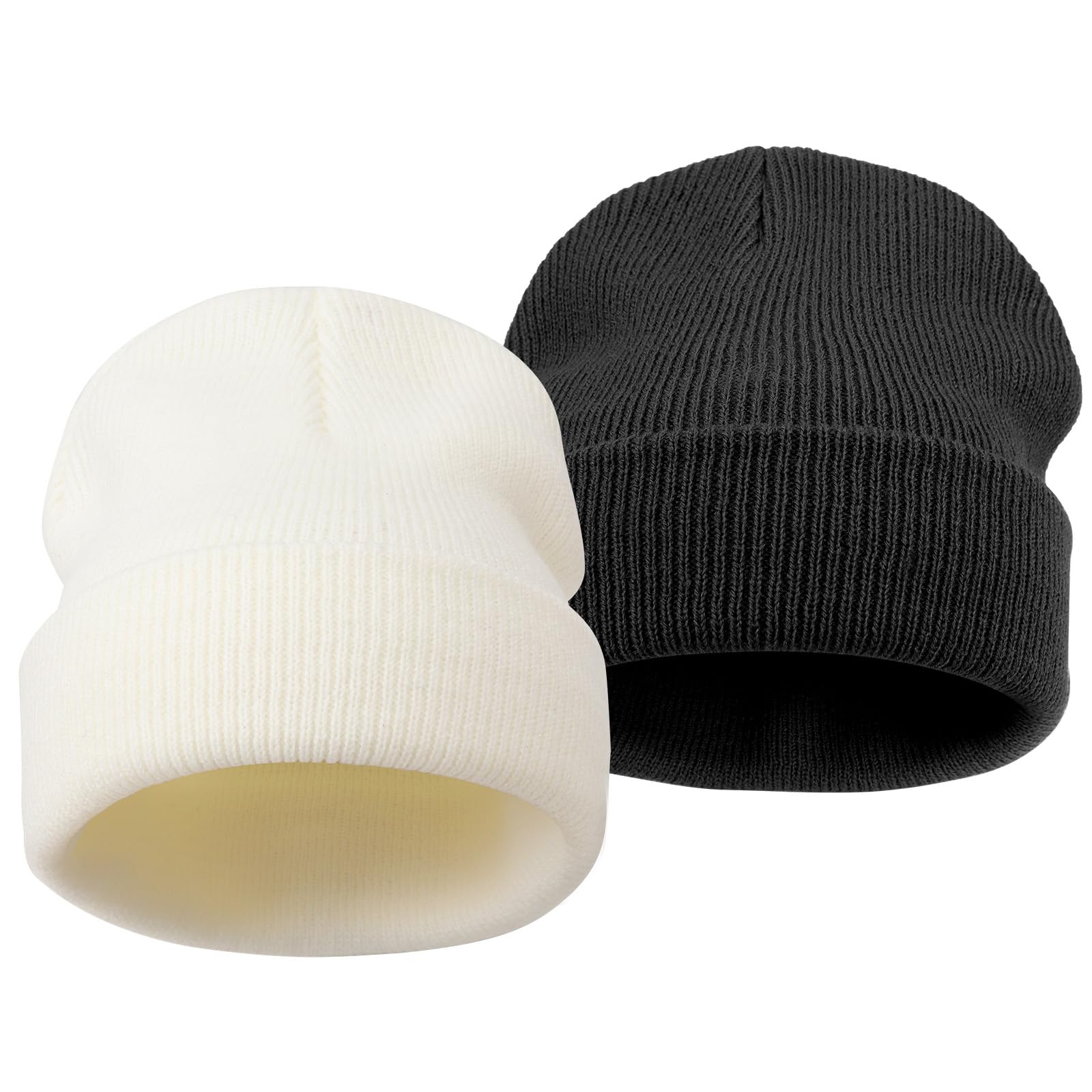 DRESHOW Winter Beanie Hat for Women Turn up Slouch Knit Beanie Hats Warm Woolly Hat