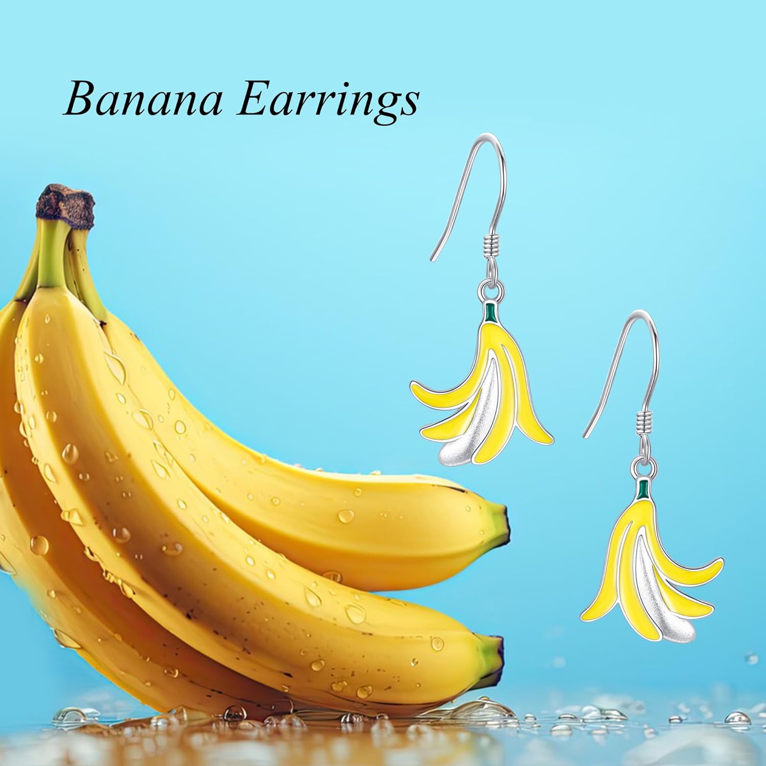 Banana Earrings Sterling Silver Banana Dangle Earrings Fruit Earrings Banana Jewelry Fruit Jewelry for Women