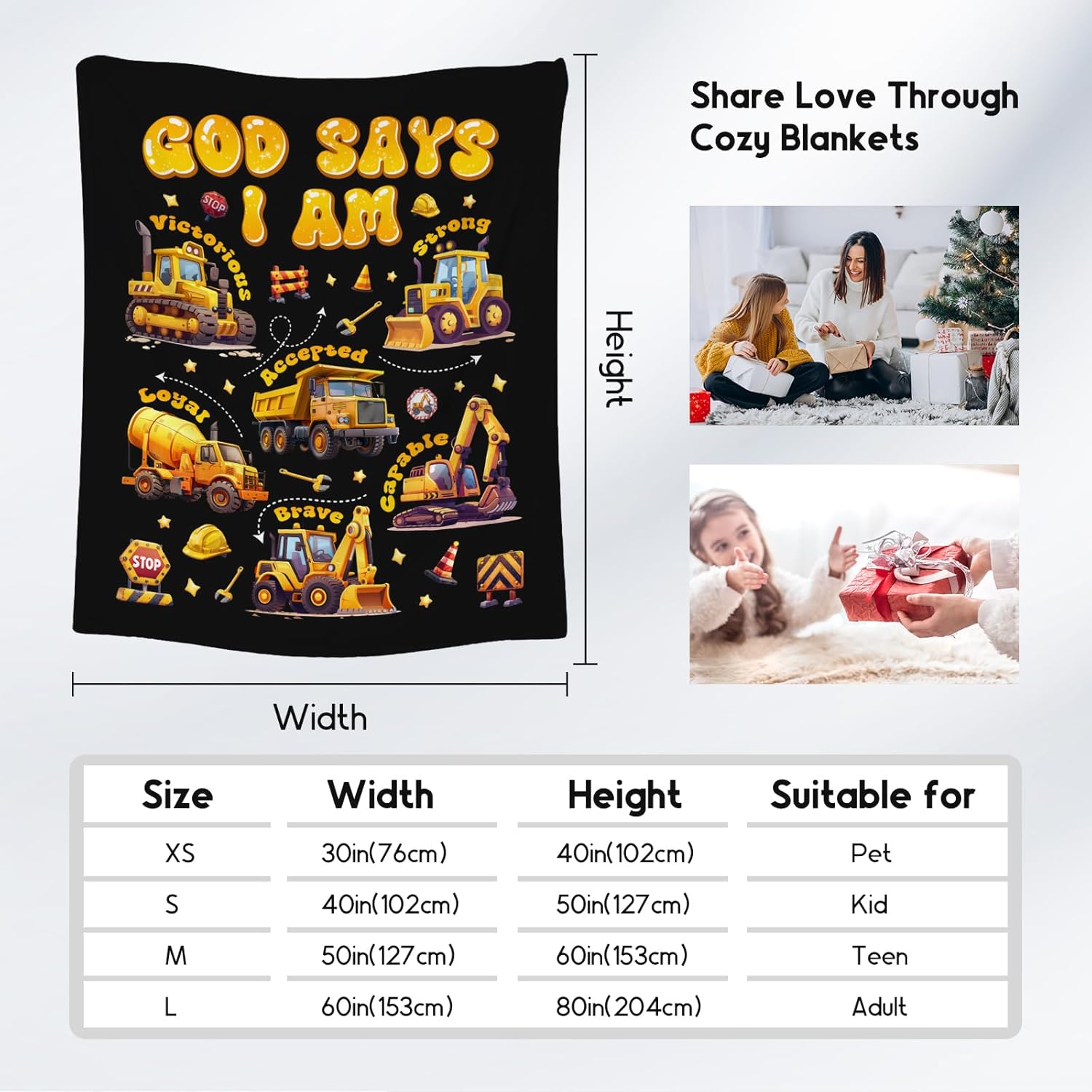 Truck Blanket for Boys, Car Blanket Gifts for Toddler Boys, Boys Throw Blanket for Son, Excavator Kids Blanket Inspirational Gifts, Fleece Warm Cozy Throw Blanket for Couch Chair, 40"x50" - Image 4