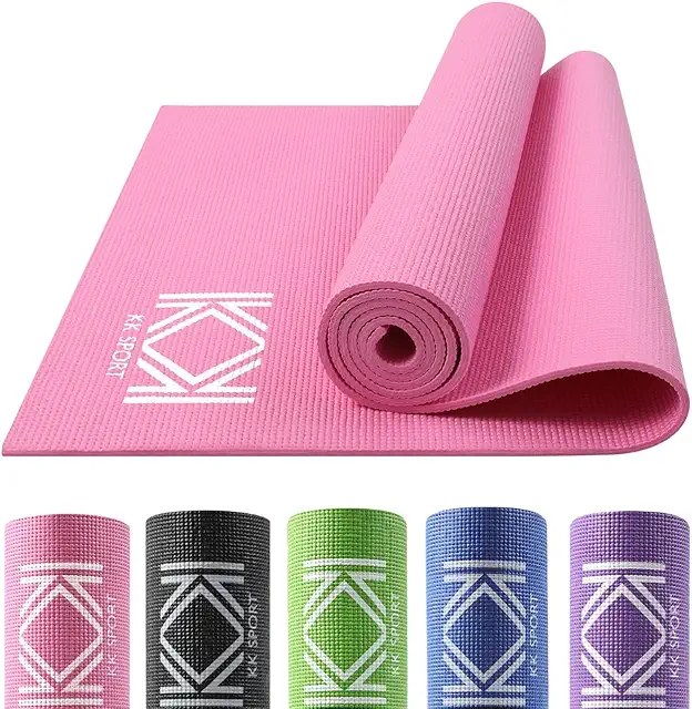 Pink 6mm Thick Yoga Mat - Non-Slip PVC Fitness Mat with Carry Bag