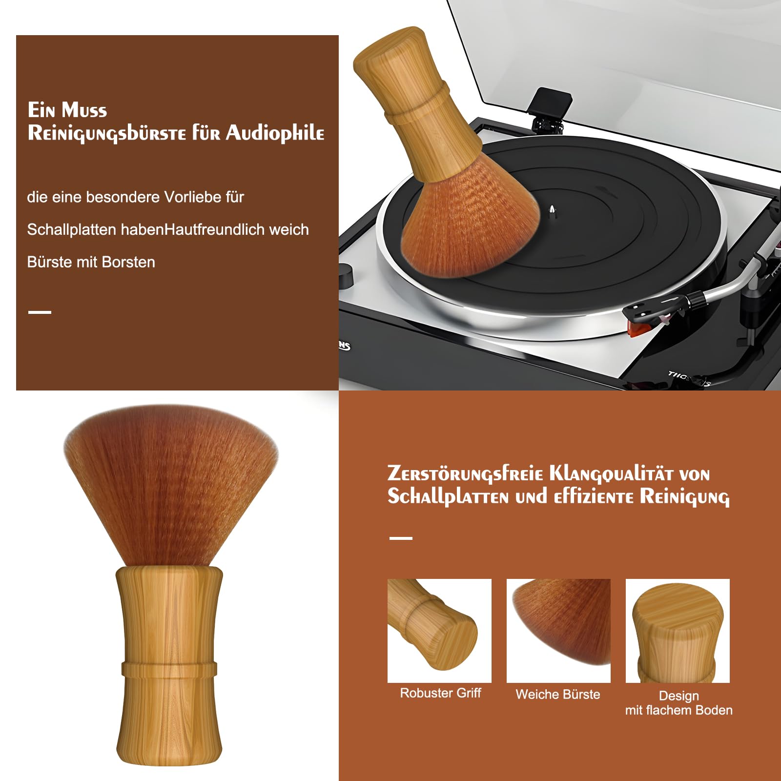 Tertullus szczotka do płyt gramofonowych i winylowych, płyta winylowa, zestaw do czyszczenia