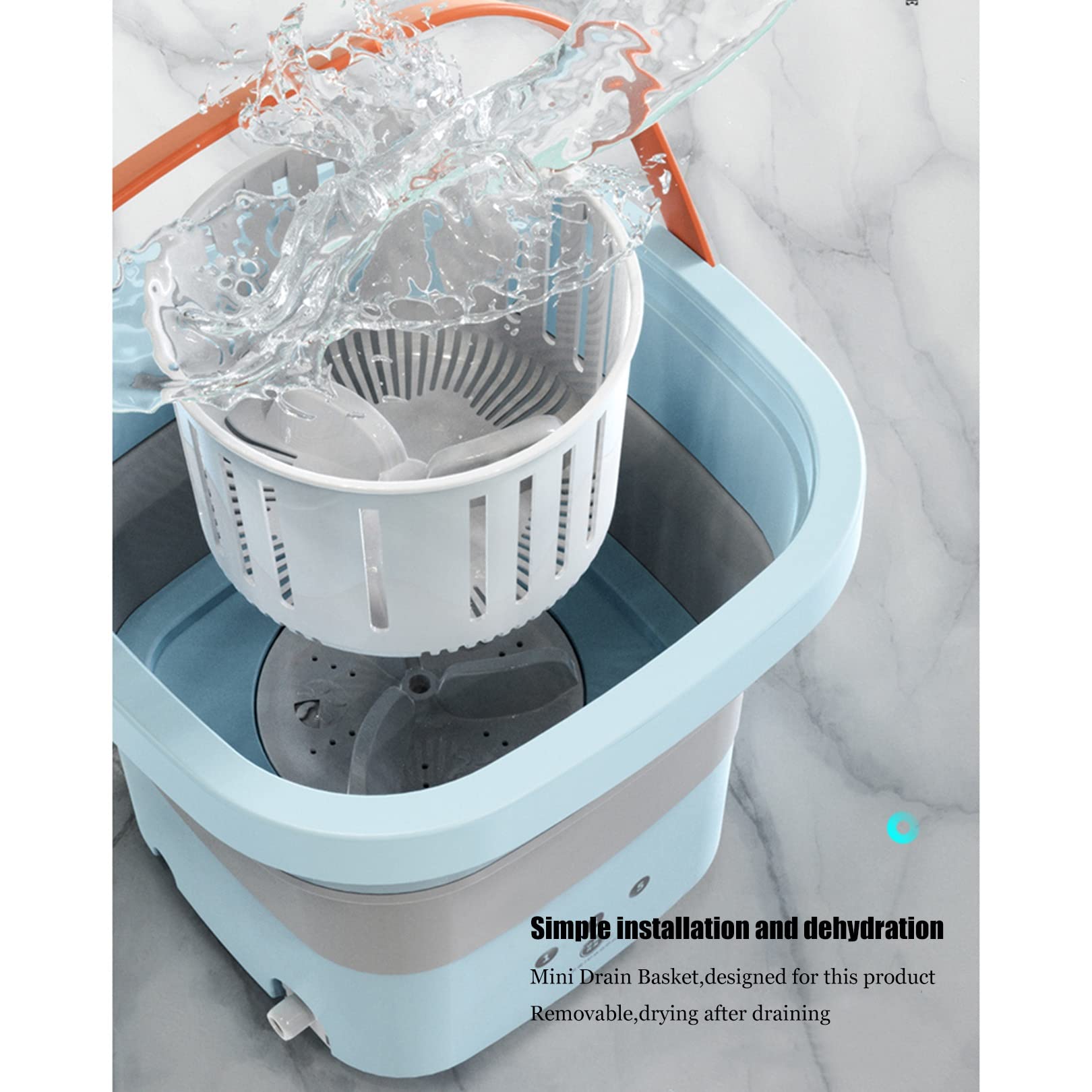 4.5L Mini Lave-Linge,Portable Machine à Laver Mobile pour Le Camping,Petite Turbine Laveuse Automatique Stérilisation à Rayons Bleus pour Voyage Camping Chaussettes sous-vêtements Culottes