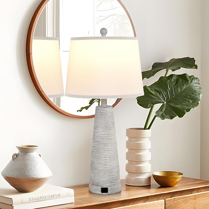 Lámpara de Mesa Vintage Rústica 27 pulgadas con USB miniatura 6