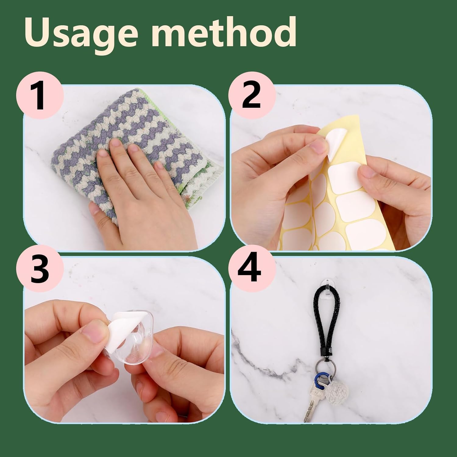 30 PCS Clear Adhesive Wall Hooks - Transparent Acrylic, Reusable & Non - Marking. Ideal for Kitchen, Bath, Bedroom & Office