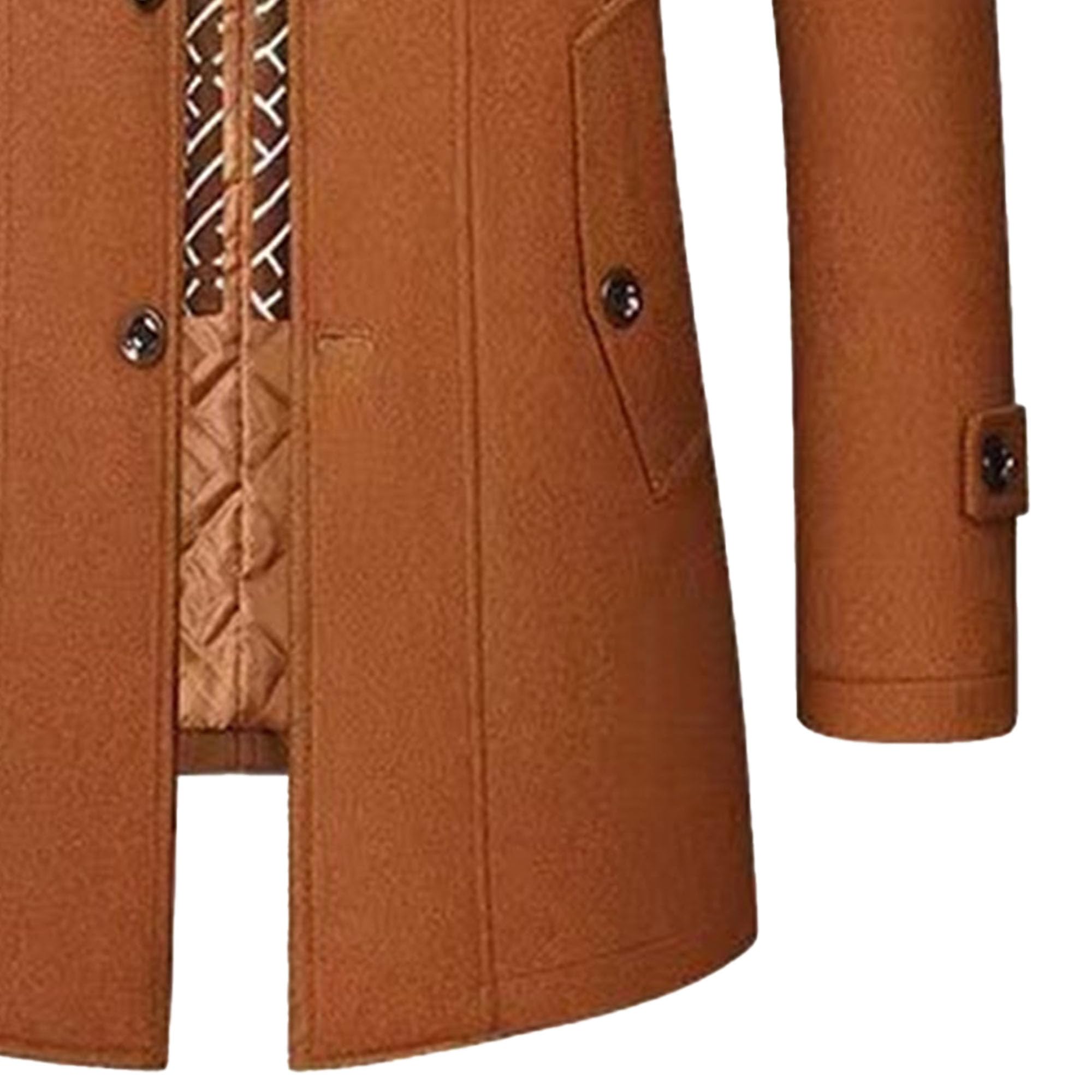 Męski casualowy jednorzędowy trencz z klapą Peacoat Slim Fit biznesowe wełniane płaszcze grochowe termiczne dla mężczyzn